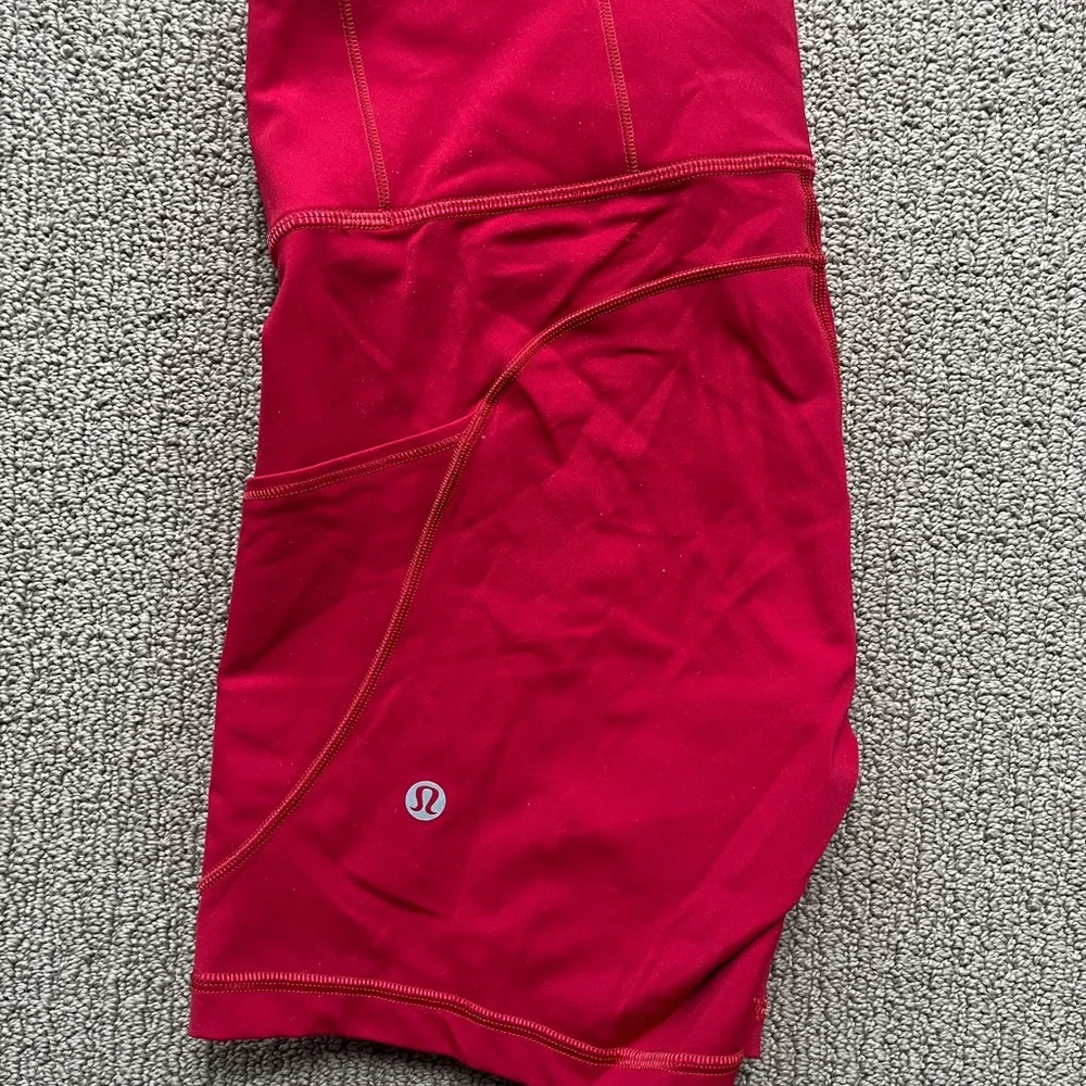 Lululemon Red Bike Shorts High Waist Moisture-Wicking - Picture 4 of 6